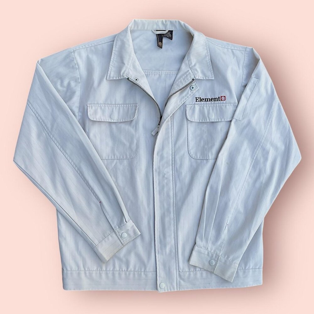 2000s Element Skateboards Striped Zip Up Work Jacket